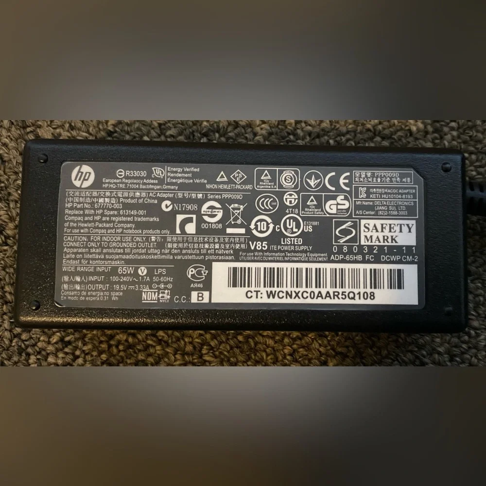 hp laptop charger 65w